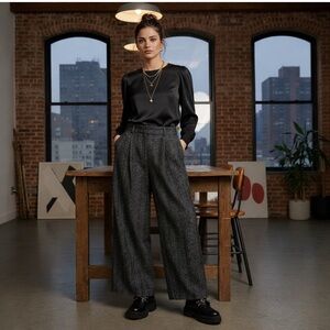 The Kit Gray Wide-Leg Trousers greenish gray size 6 NWT